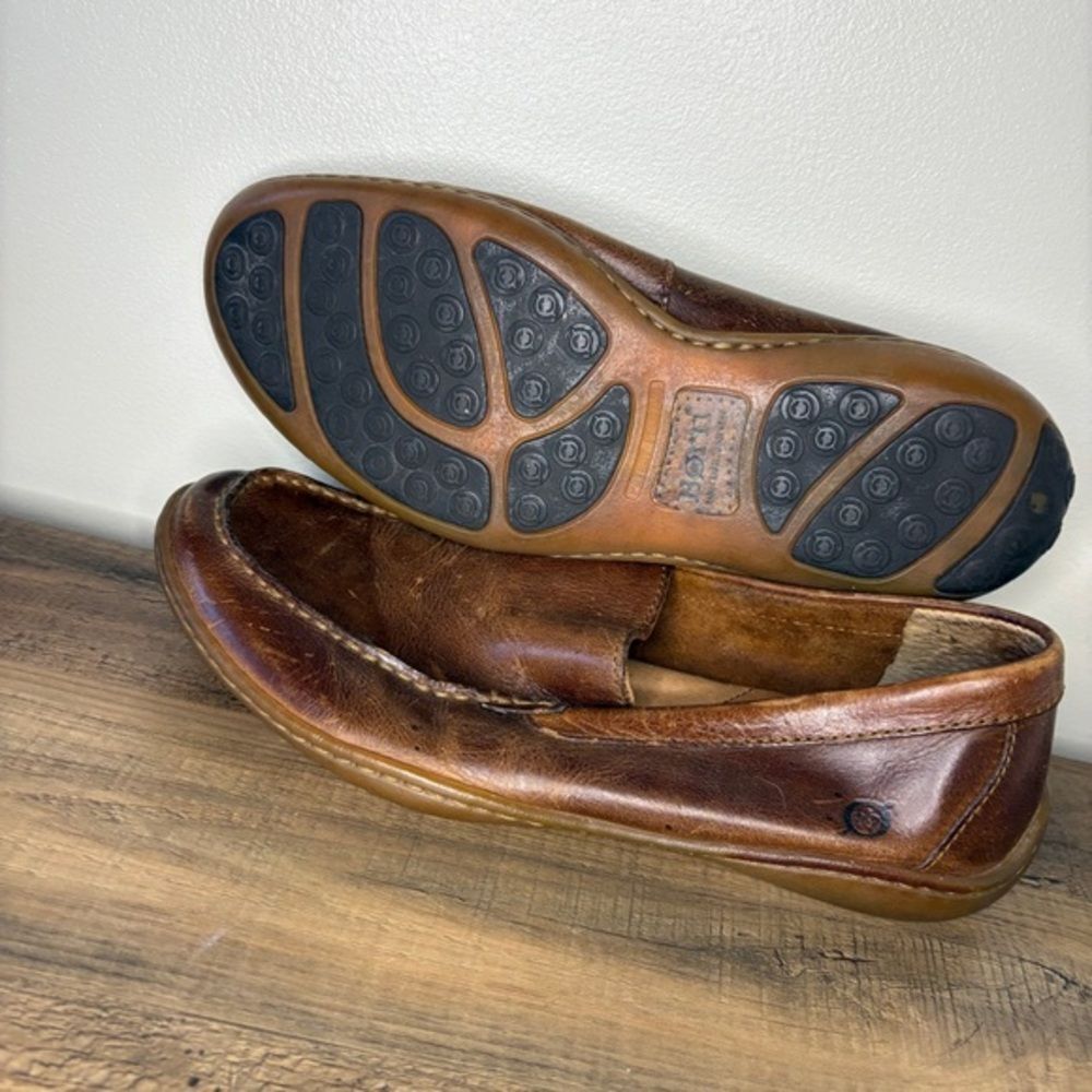 Born Brown Leather Classic Slip-On Loafers men's 9 Good Used Condition see pix f